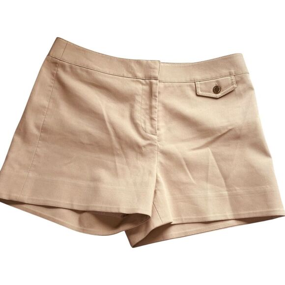 Tory Burch Khaki Flat Front Shorts - Picture 1 of 9